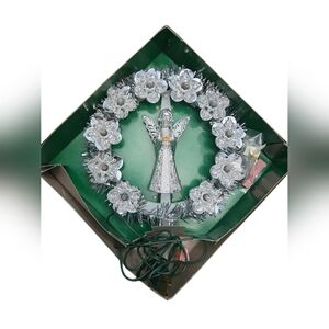 Vintage Retro NOMA Angel Tree Topper Lighted Wreath 1986 Santa Lites w Box